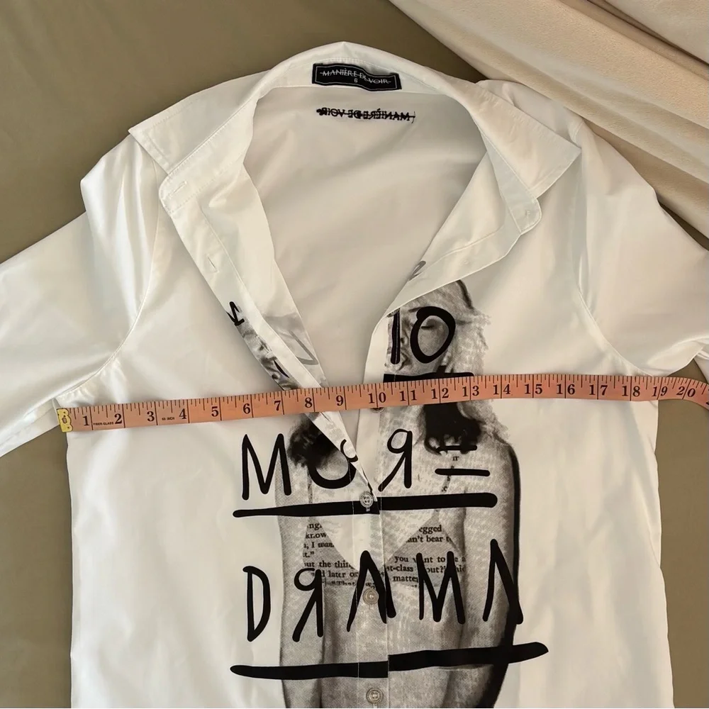 Maniere De Voir Shirt Dress No More Drama Size 6 - Picture 11 of 16